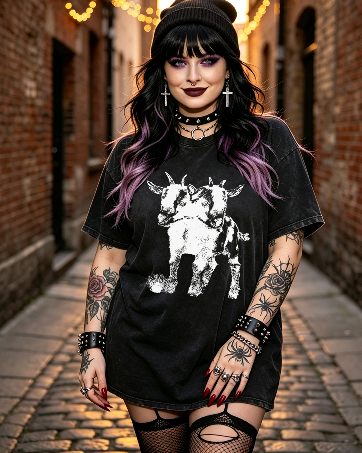 Two Head Goat Washed T-Shirt