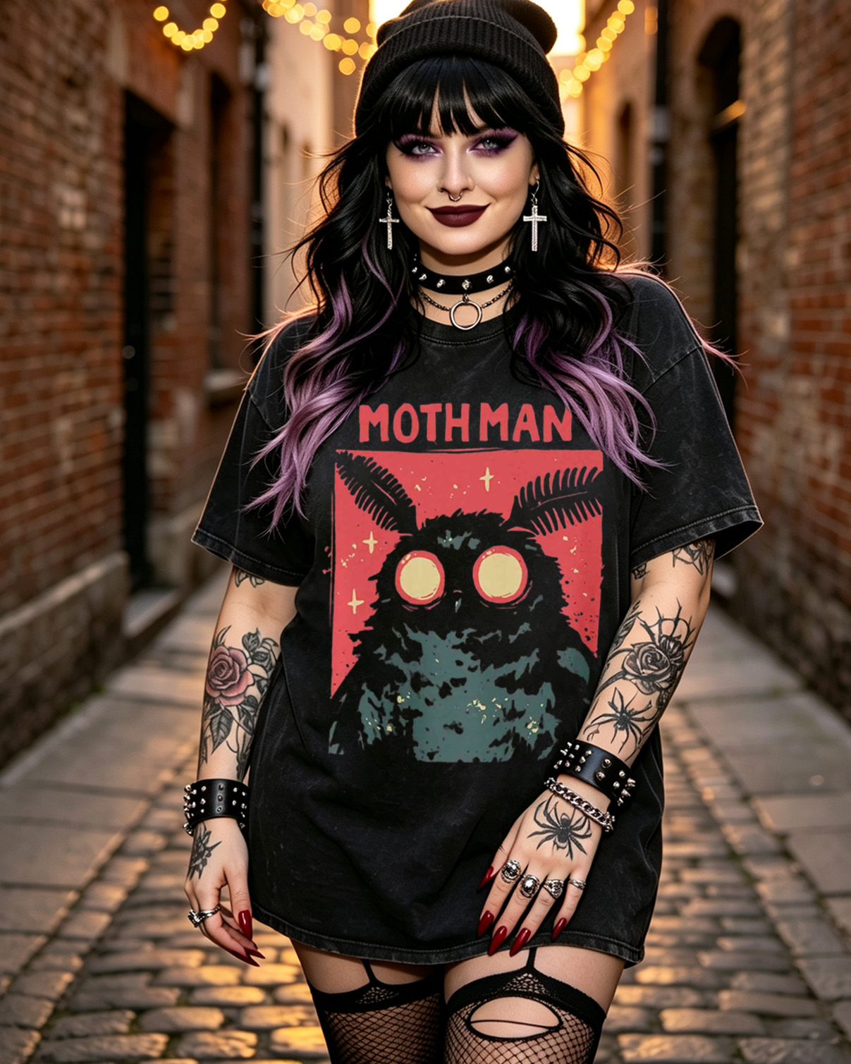 Vintage Cryptid Mothman Retro Graphic Washed T-Shirt