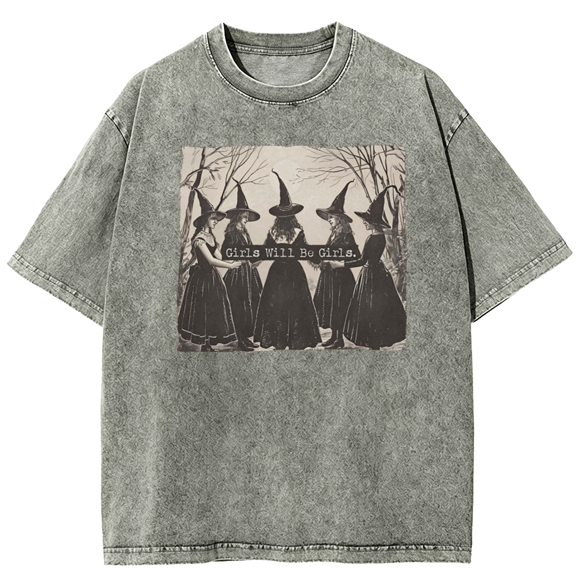 Girls Will Be Girls Salem Witch Washed T-Shirt