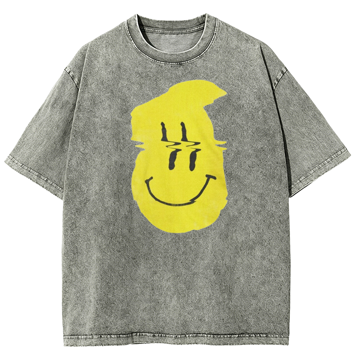 Glitch Smiley Pop Art Graphic Washed T-Shirt