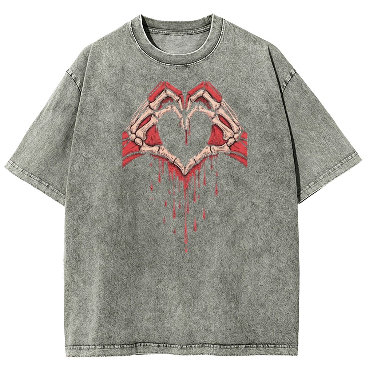 Heart Skull Hand Washed T-Shirt