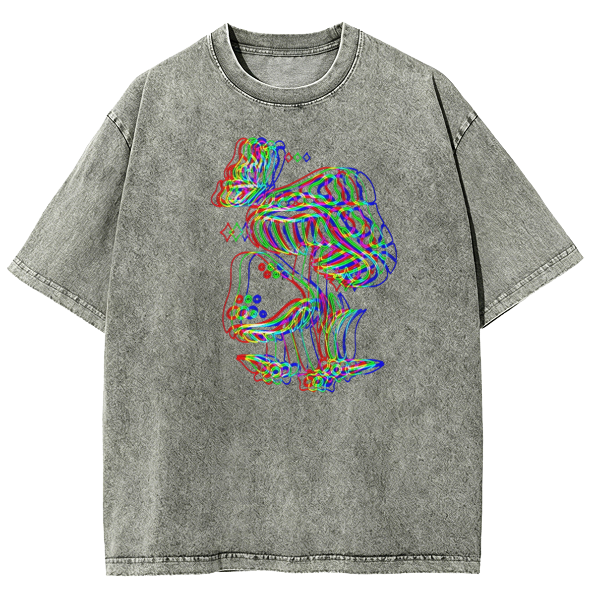 Psychedelic Mushroom, Rave Outfit, Music Festival Washed T-Shirt 
