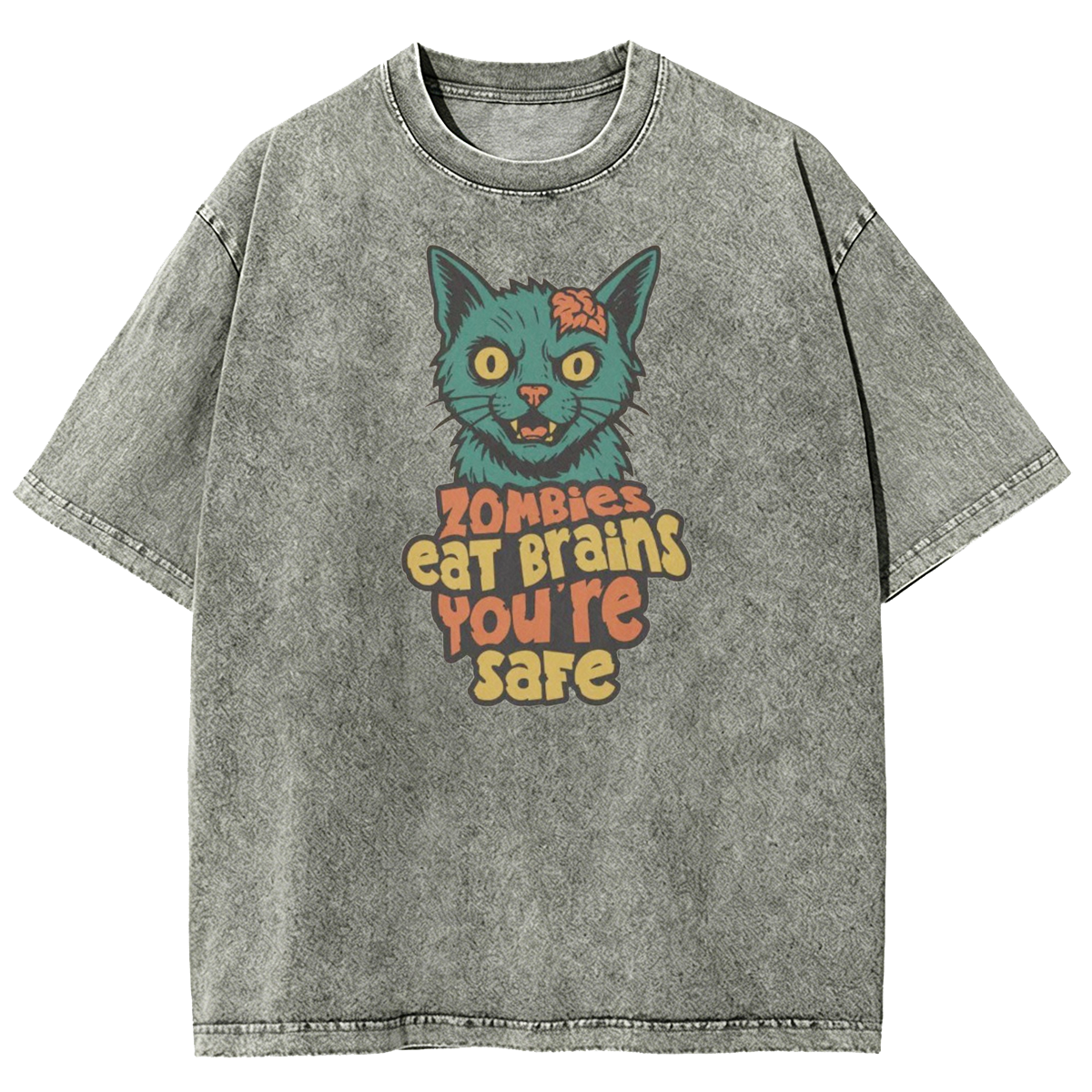 Zombie Cat Washed T-Shirt