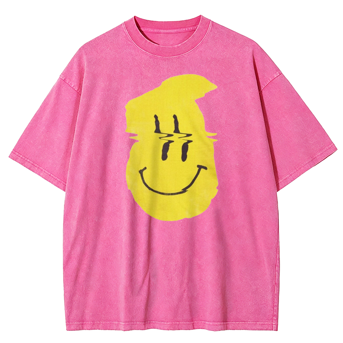 Glitch Smiley Pop Art Graphic Washed T-Shirt