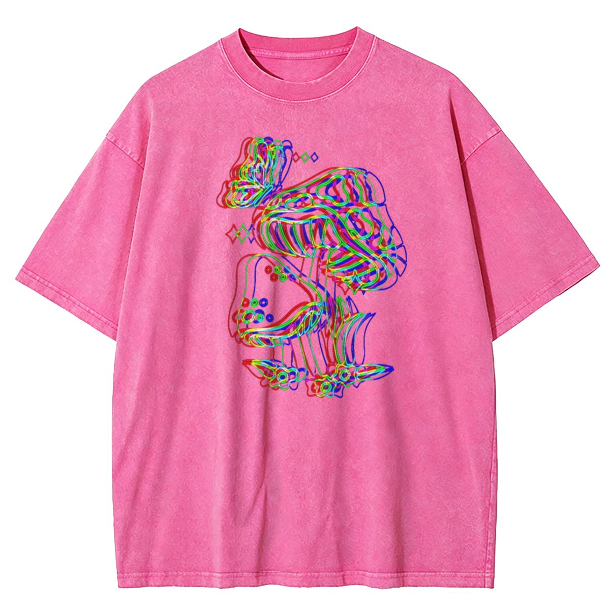 Psychedelic Mushroom, Rave Outfit, Music Festival Washed T-Shirt 
