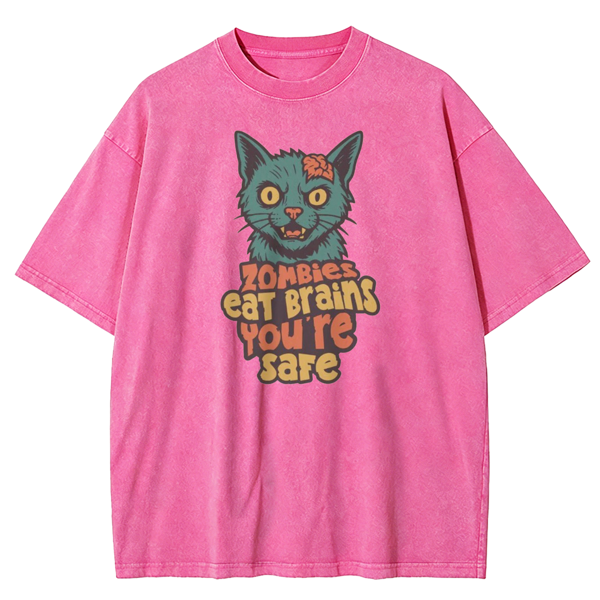 Zombie Cat Washed T-Shirt