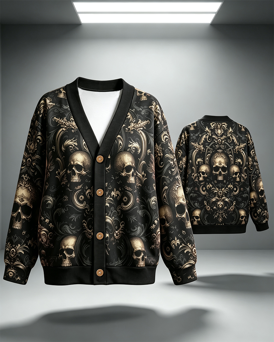 Gothic Golden Skull Baroque Cardigan Sweater