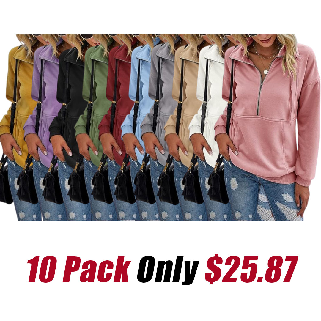 Women's Casual Long Sleeve Sweatshirt Half Zip Pullover Tops