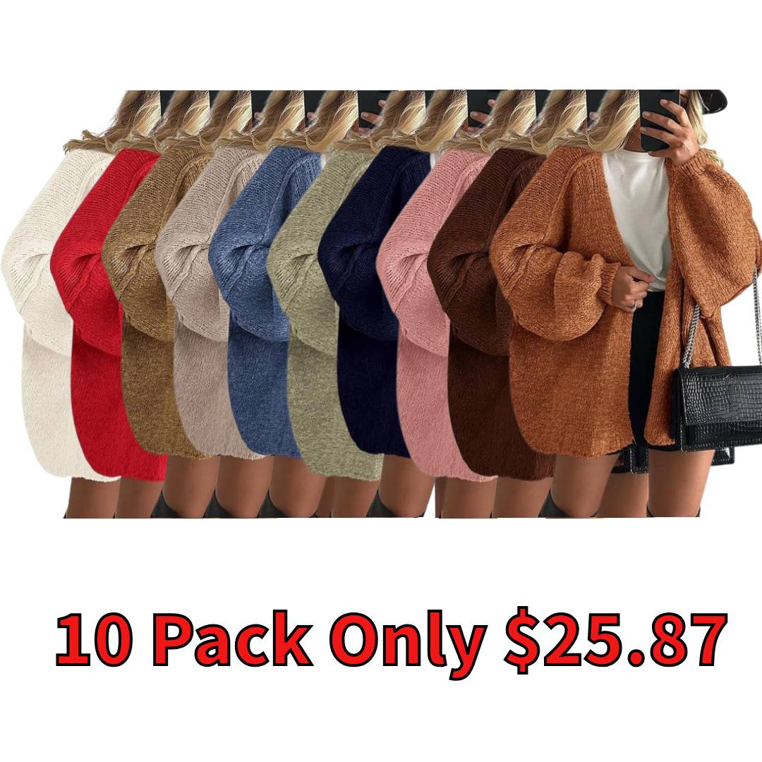Womens Oversized Cardigan Sweaters Fall Long Lantern Sleeve Knit Open Front Lightweight Sweater