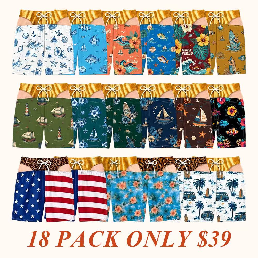 Custom Funny Patriotic Men Swim Trunks - Personalized Birthday Gifts For Husband, Son, Grandson, Brother, Grandpa, Dad, Yourself - Warning Wide Load