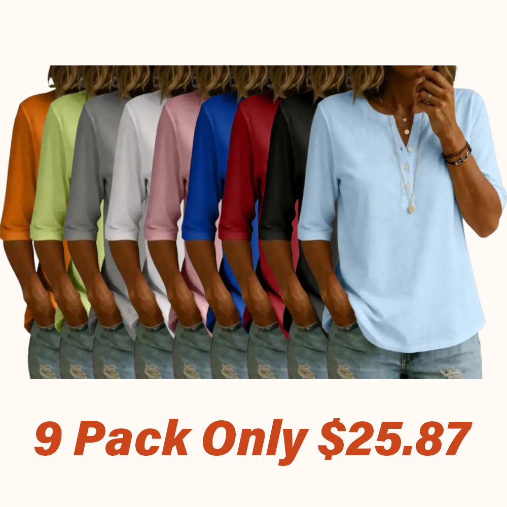 🔥Classic Henley Collar 100% Cotton T-shirt
