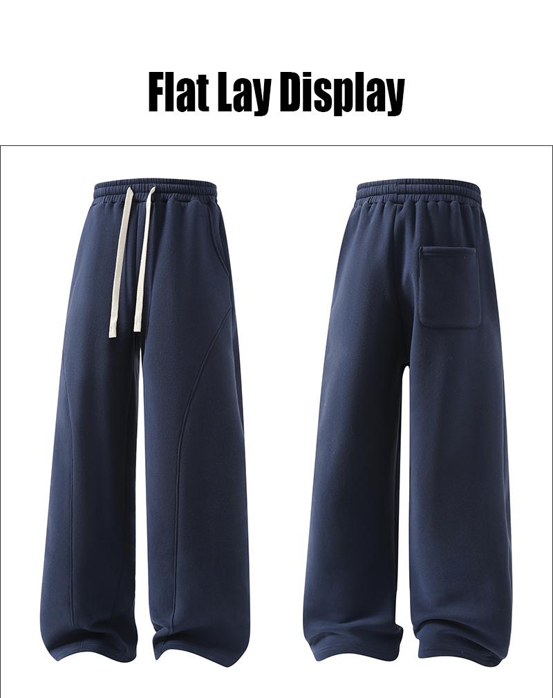 summervibes Men's Solid-Color Drawstring Pants with Curved Blade Design—relaxed fit suitable for all seasons. Street-style men's trousers perfect for everyday wear and layering. Menswear Beige daily wear pant