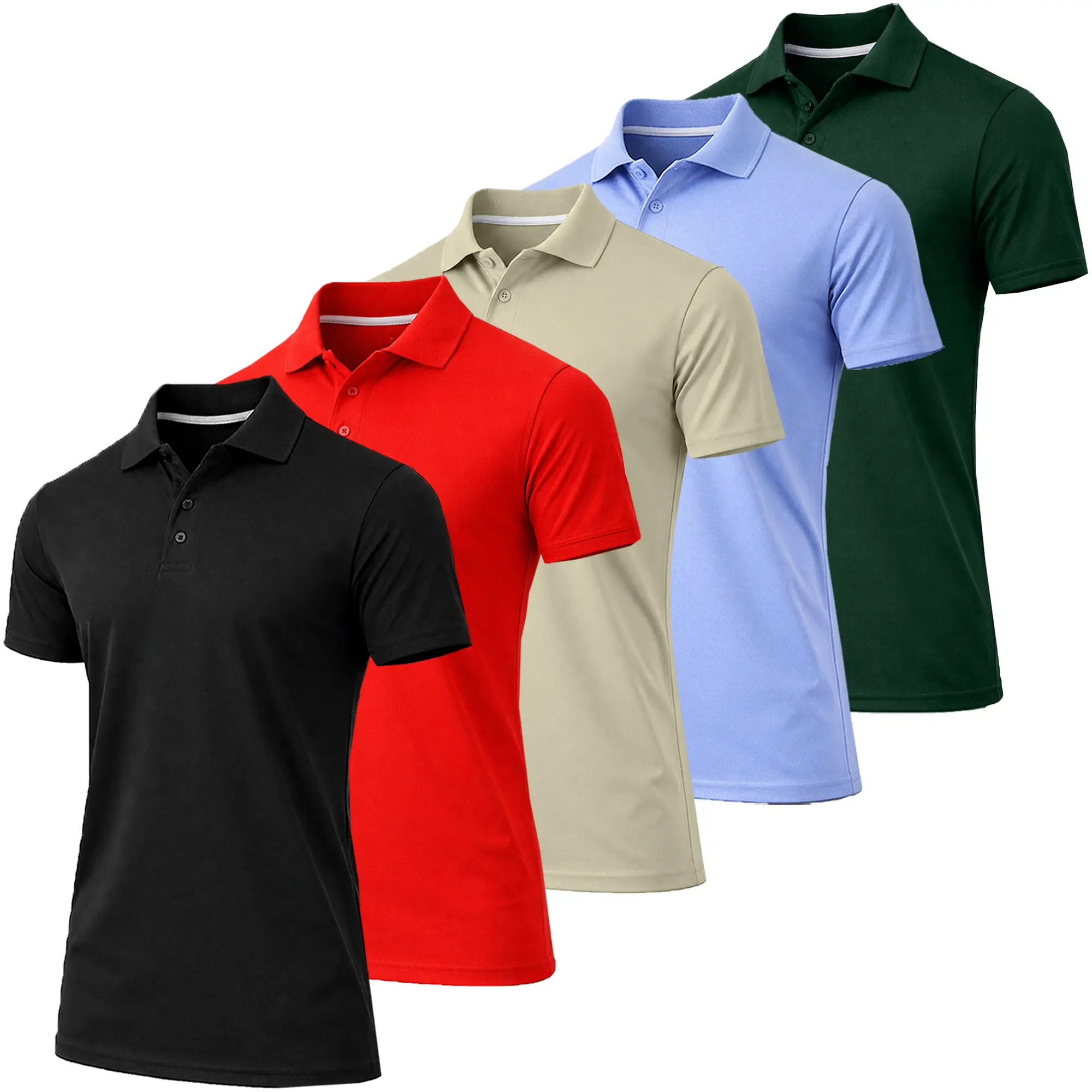 Men's Dry Fit Moisture-Wicking Polo Shirt 5-Pack