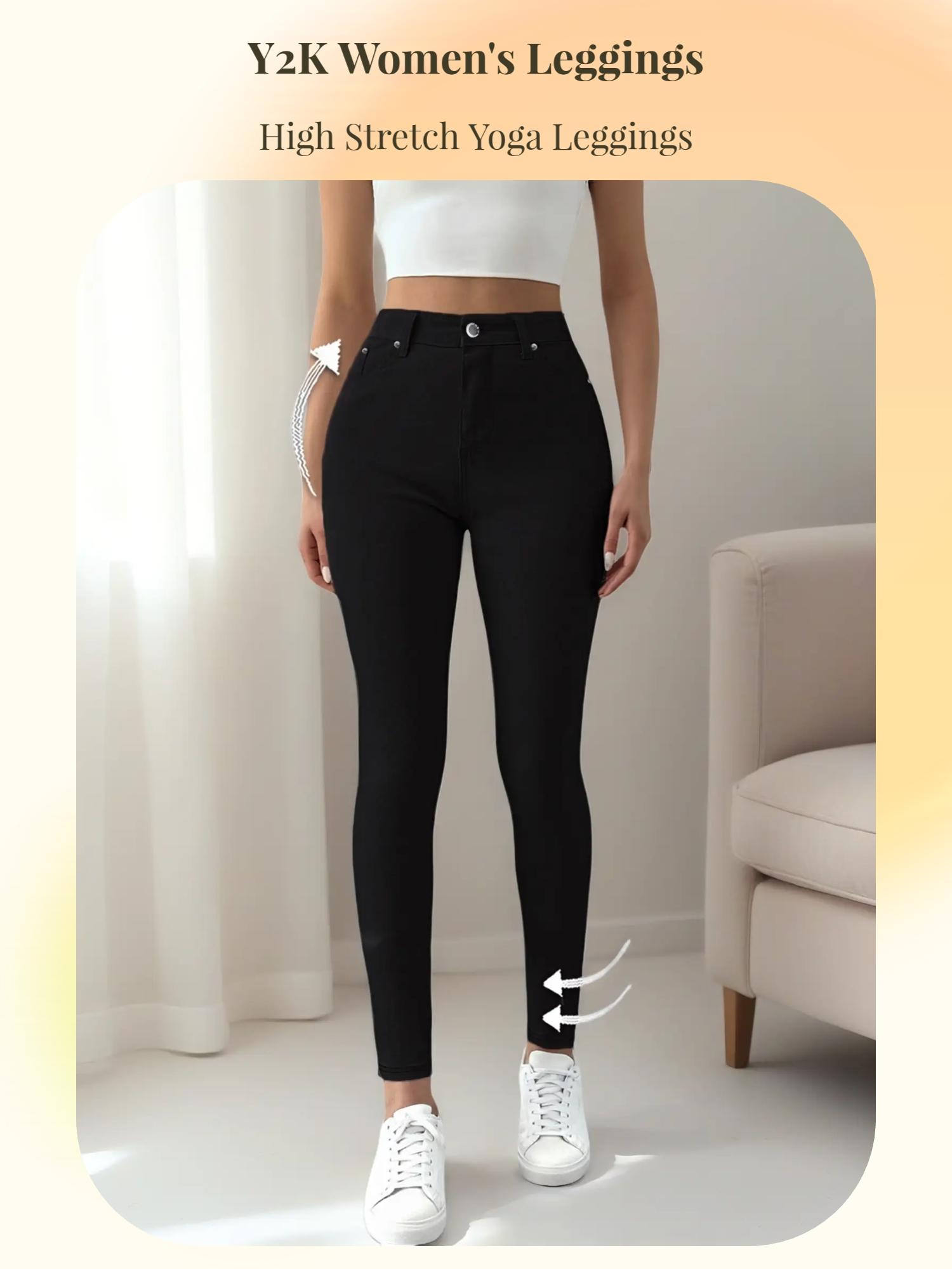 Women's Button-Fly Skinny Pants with Pockets, Casual Pocket Waist, Casual, Slim, Comfy Pants for Daily Wear, Casual Sporty Trousers, Ladies' Casual Fitted Bottoms for All Seasons, Casual Soft Comfy (One Size Up is Recommended)