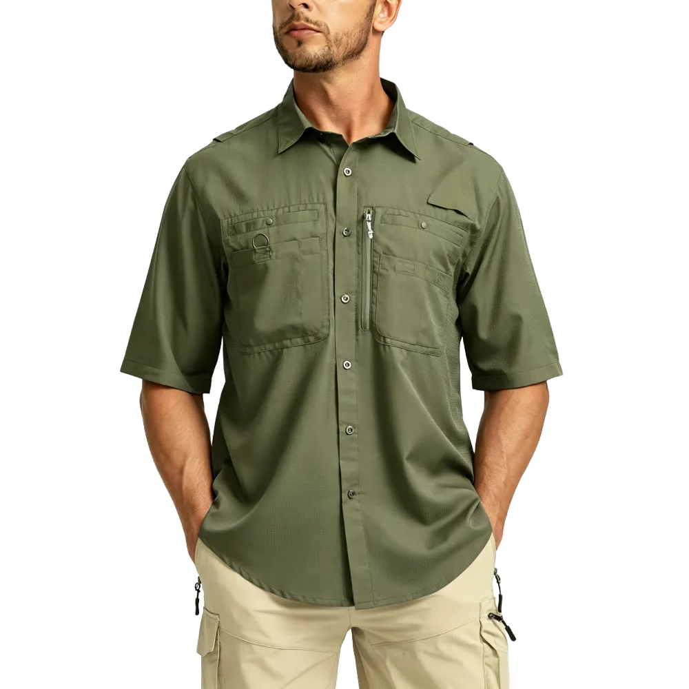 Men's Casual Outdoor Button-Down Fishing Top