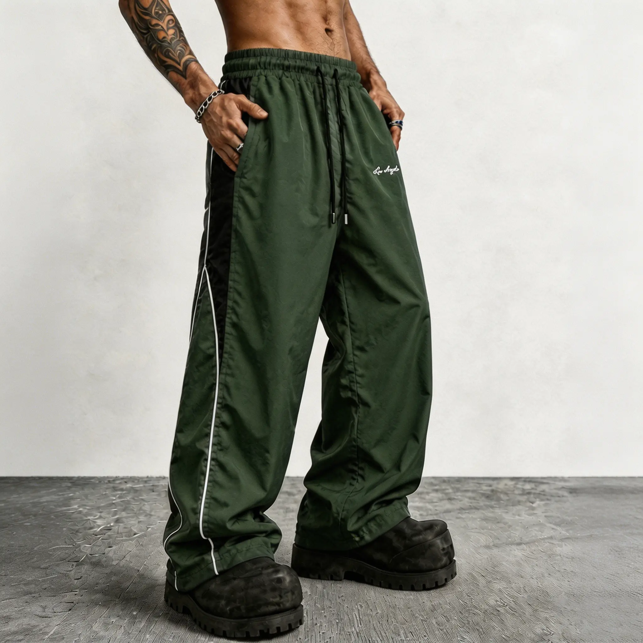 Men's Reflective Strip Wide Leg Casual Pants