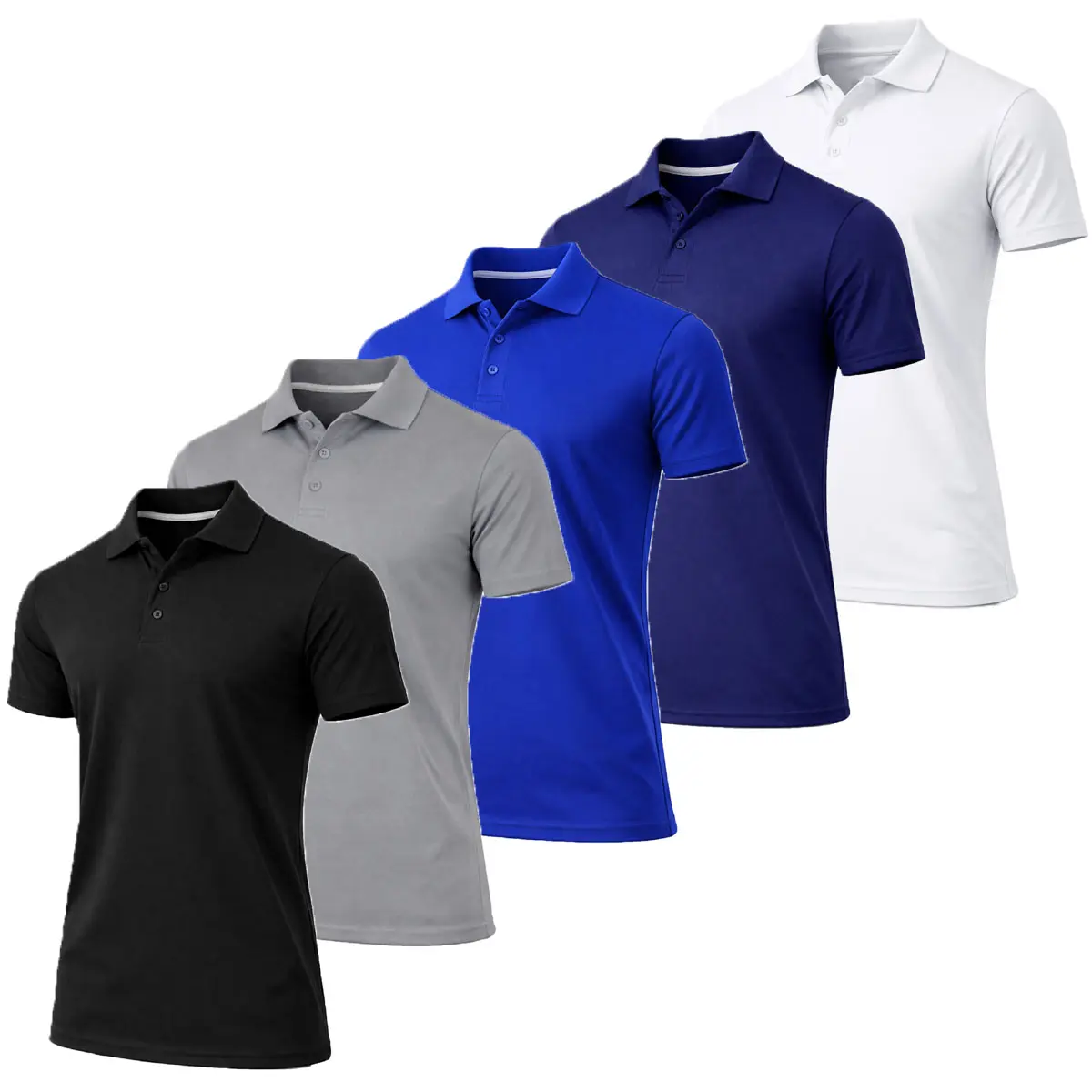 Men's Dry Fit Moisture-Wicking Polo Shirt 5-Pack
