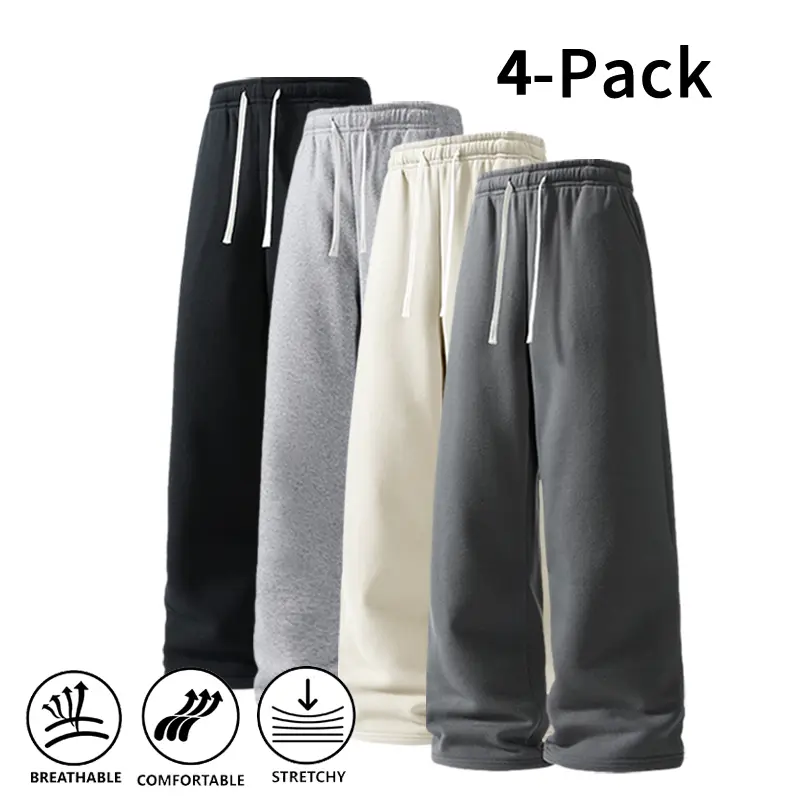 Ultra-Soft Wide-Leg Sweatpants 4-Pack for Men
