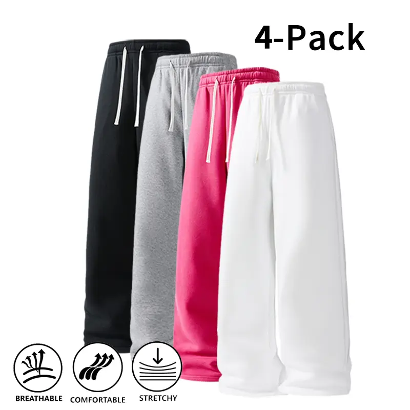 Ultra-Soft Wide-Leg Sweatpants 4-Pack for Men