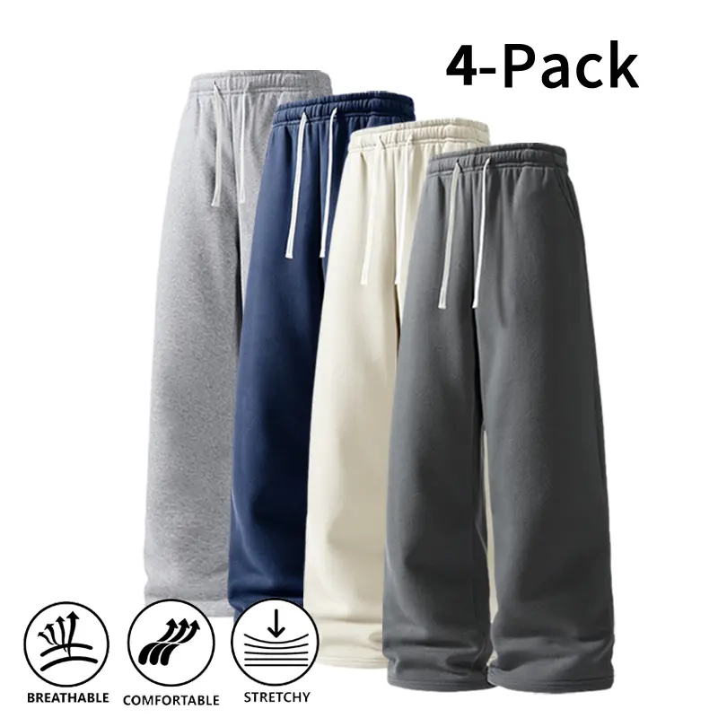 Ultra-Soft Wide-Leg Sweatpants 4-Pack for Men