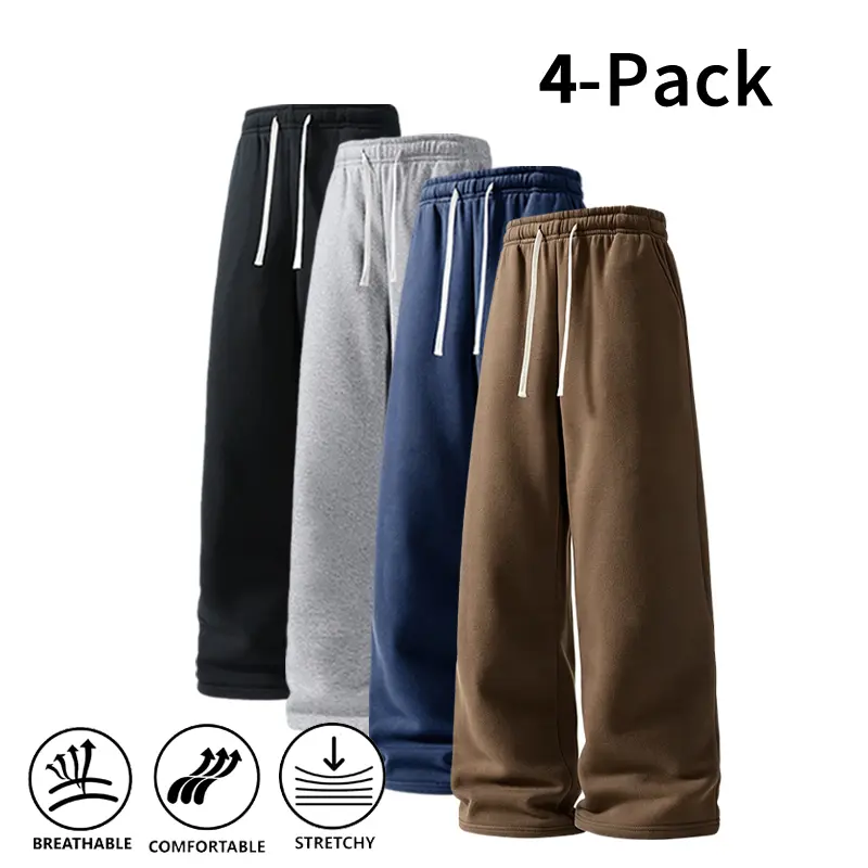 Ultra-Soft Wide-Leg Sweatpants 4-Pack for Men