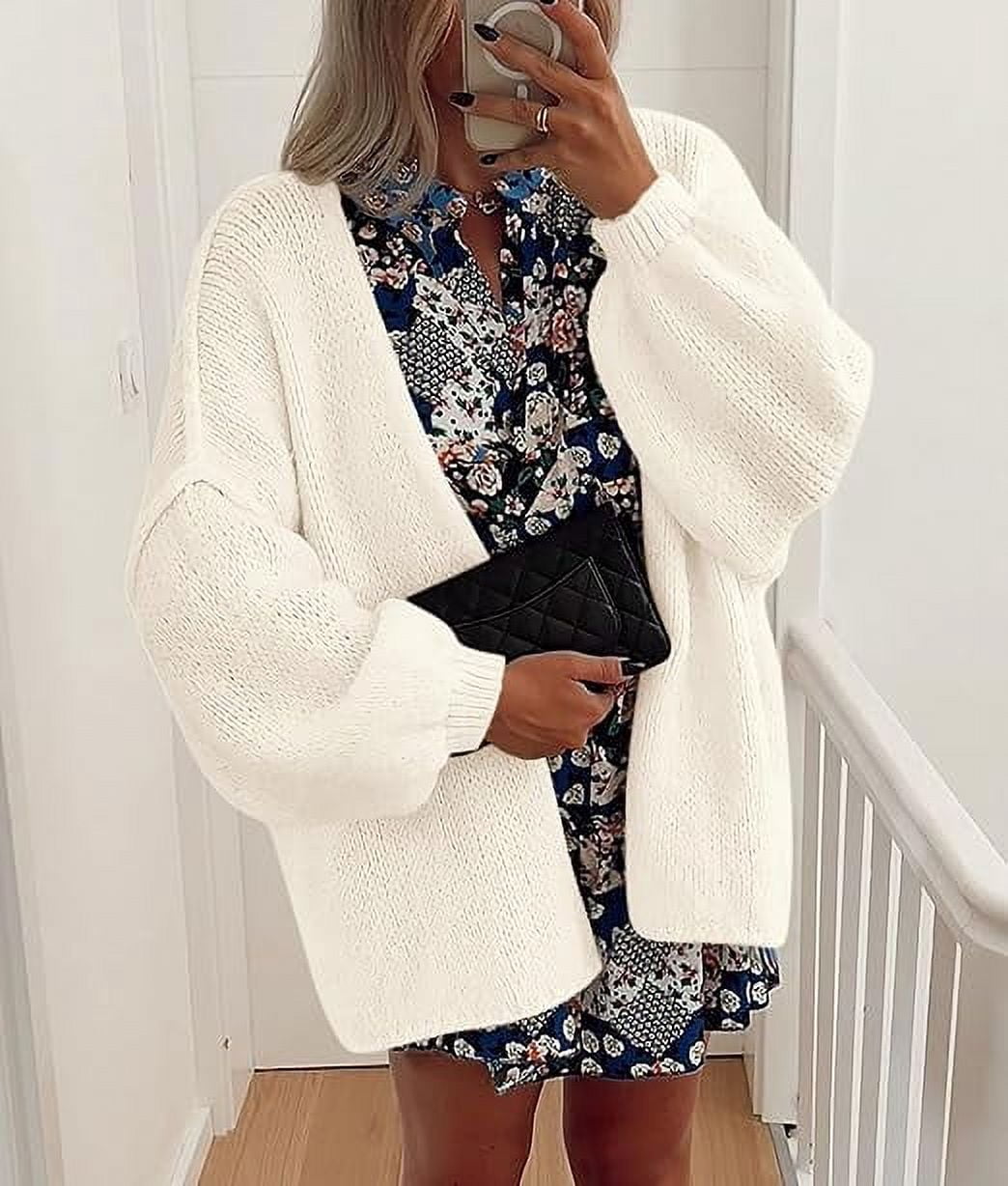 Womens Oversized Cardigan Sweaters Fall Long Lantern Sleeve Knit Open Front Lightweight Sweater