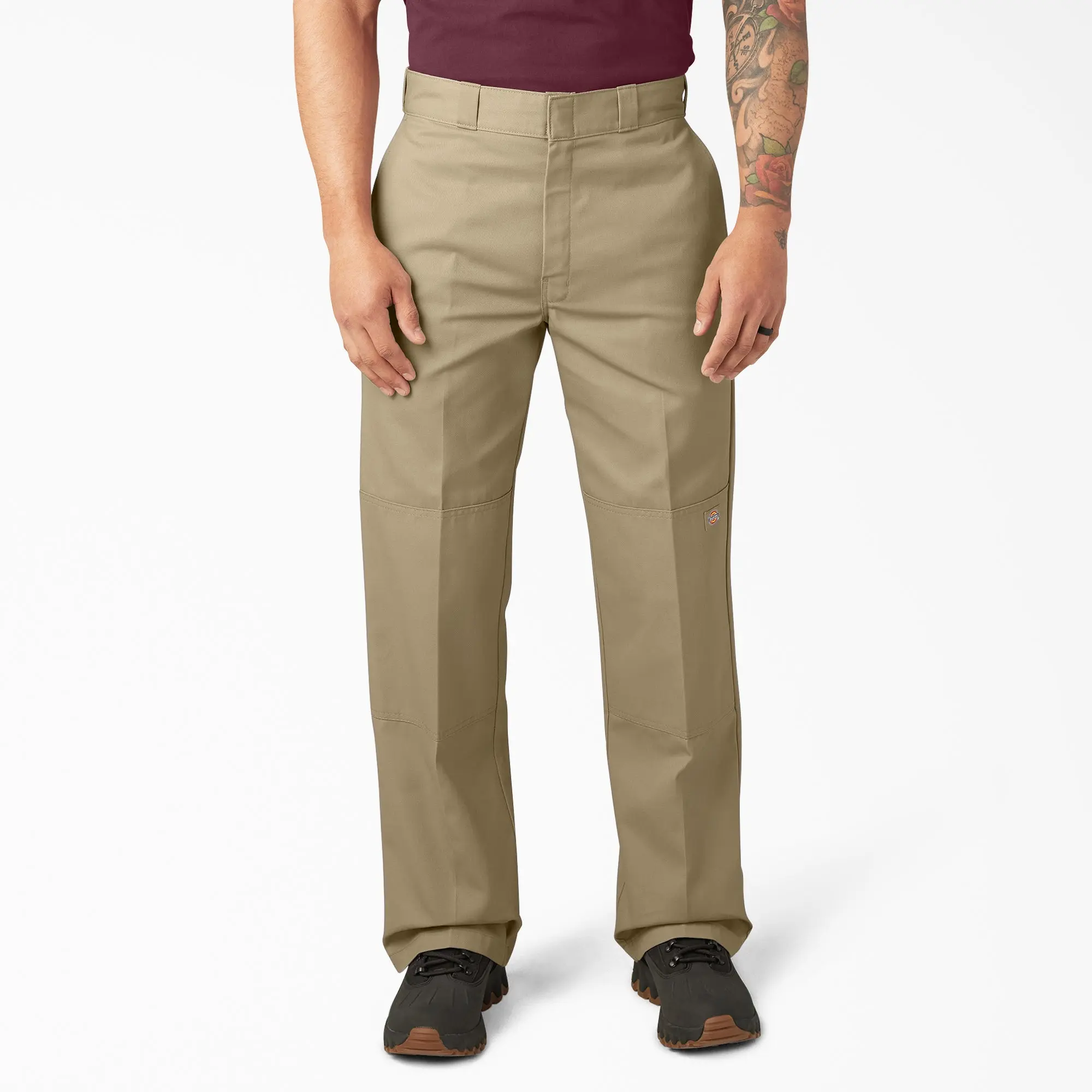 Men's Loose Fit Double Knee Work Pants, Reinforced Knees, Multi-Pocket Utility Fit, Workwear Street Style