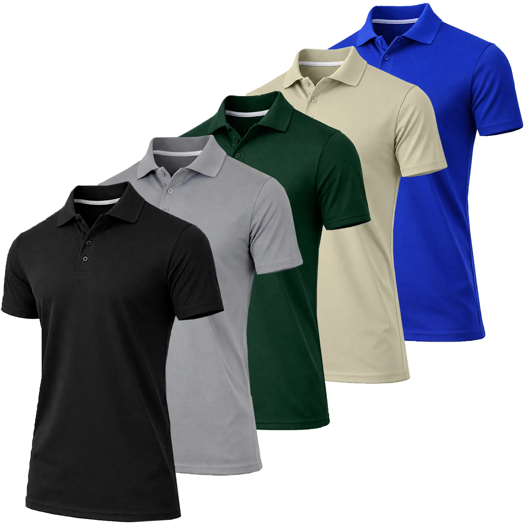 Men's Dry Fit Moisture-Wicking Polo Shirt 5-Pack