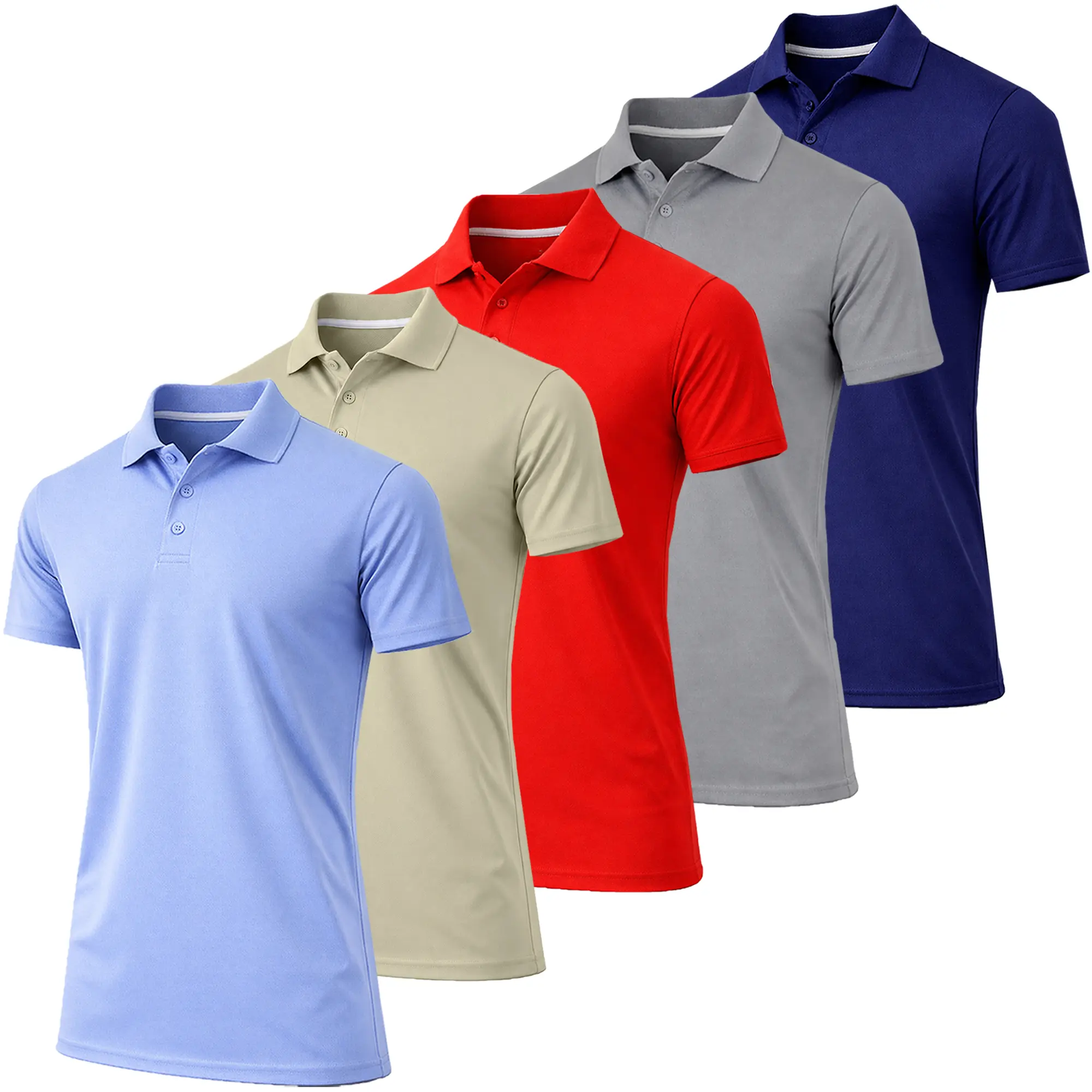 Men's Dry Fit Moisture-Wicking Polo Shirt 5-Pack