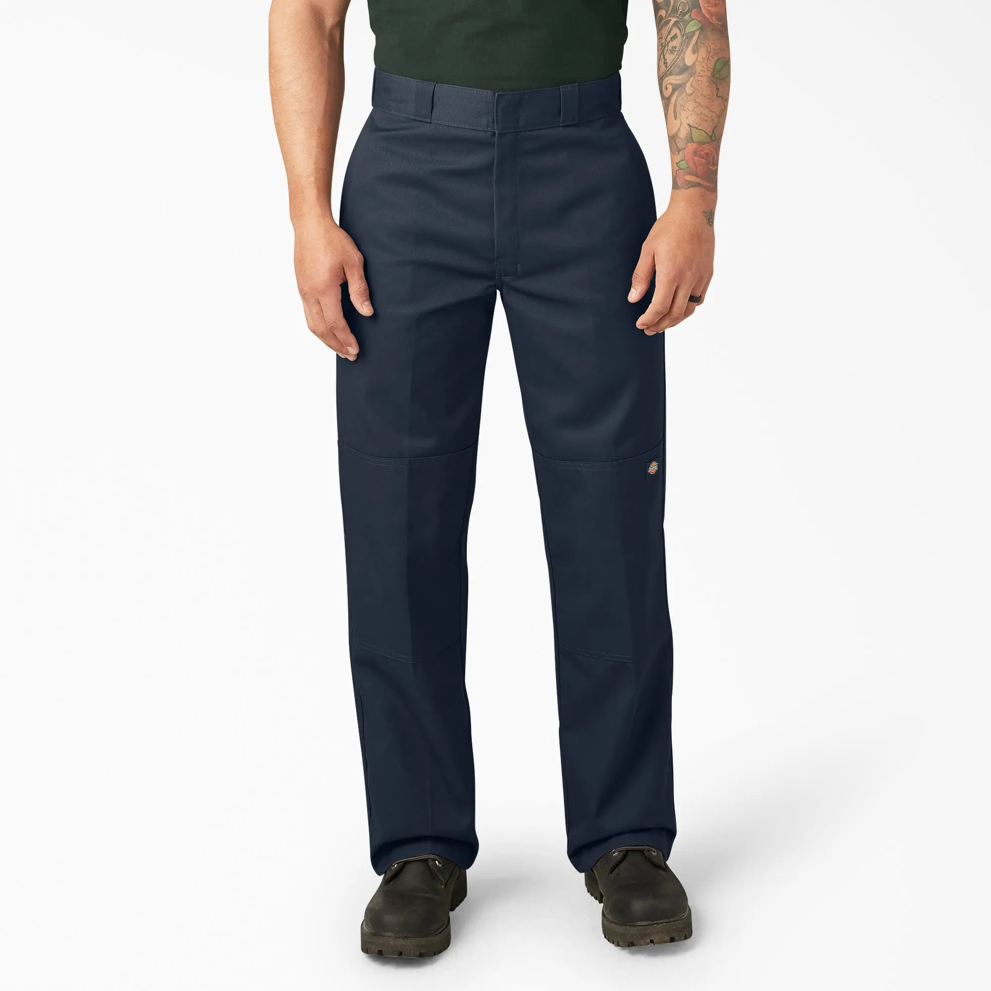 Men's Loose Fit Double Knee Work Pants, Reinforced Knees, Multi-Pocket Utility Fit, Workwear Street Style