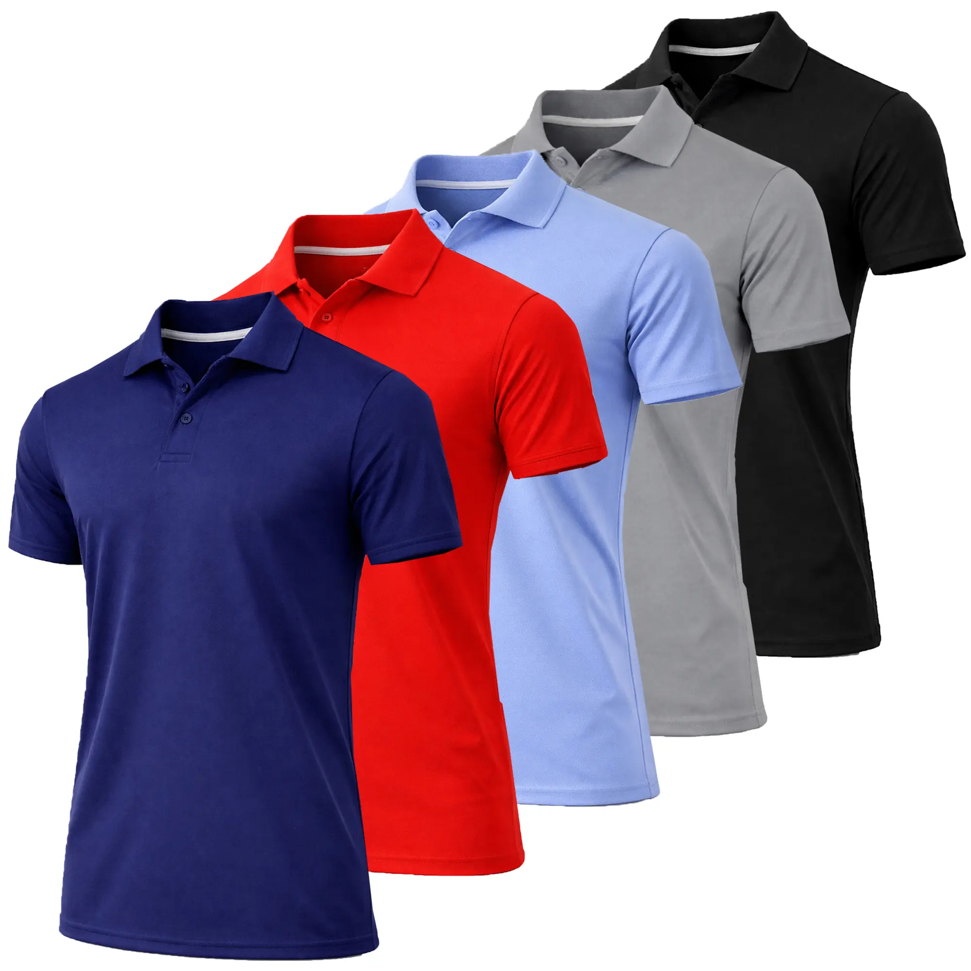 Men's Dry Fit Moisture-Wicking Polo Shirt 5-Pack
