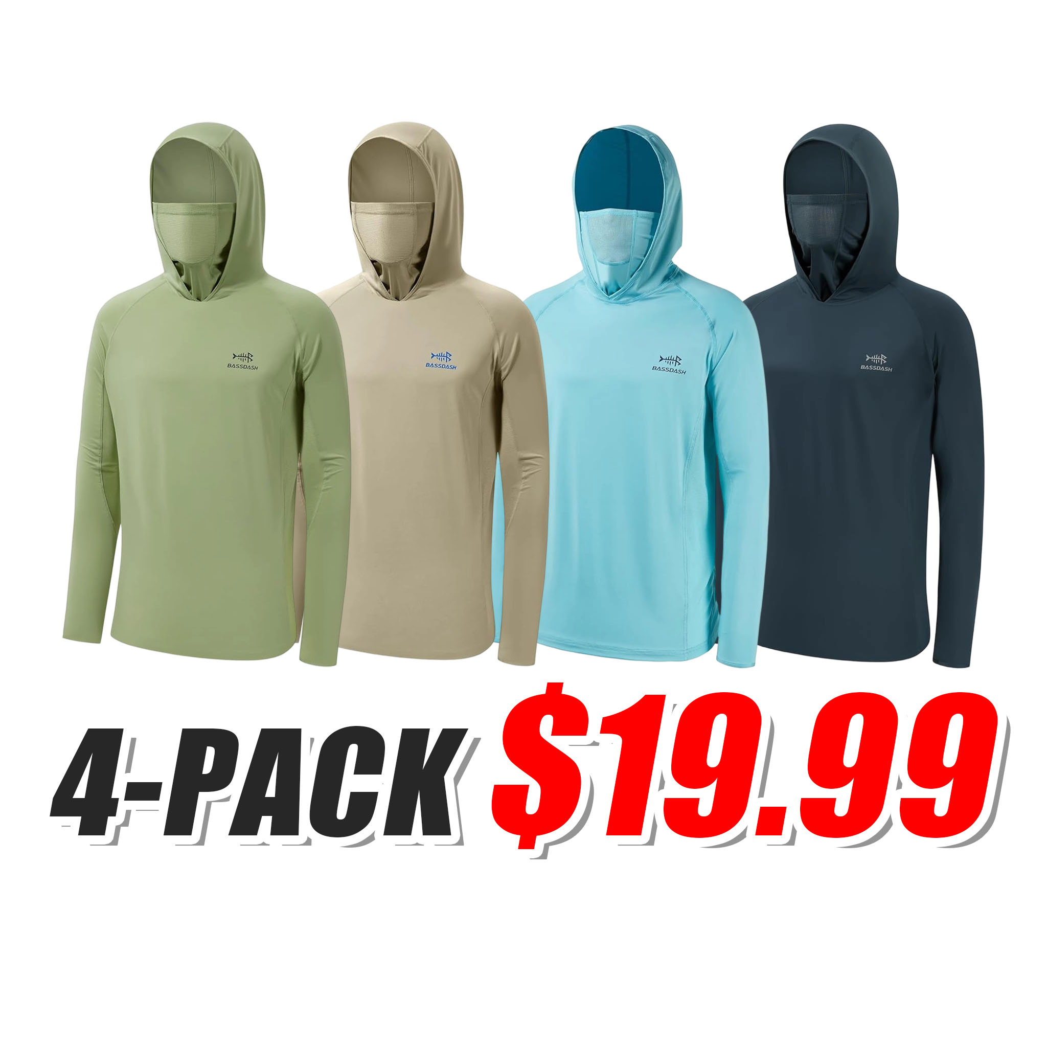 [Copy]🔥 HOT SALE 📦 8-PACK DEAL ☀️☀️☀️UPF 50+ Men’s Long Sleeve Fishing Shirt with Mask UV Neck Gaiter Hoodie