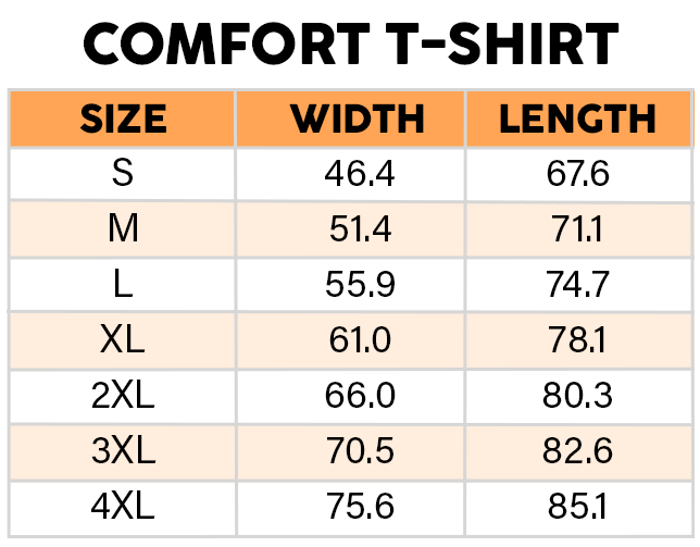 Size Chart Table CM