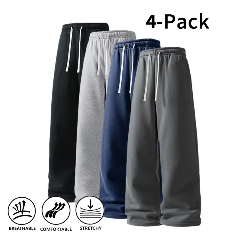 Ultra-Soft Wide-Leg Sweatpants 4-Pack for Men