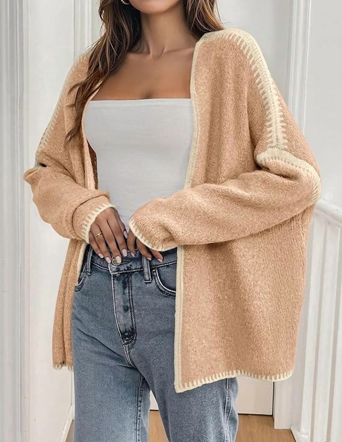 Womens Oversized Cardigan Sweaters Fall Long Lantern Sleeve Knit Open Front Lightweight Sweater