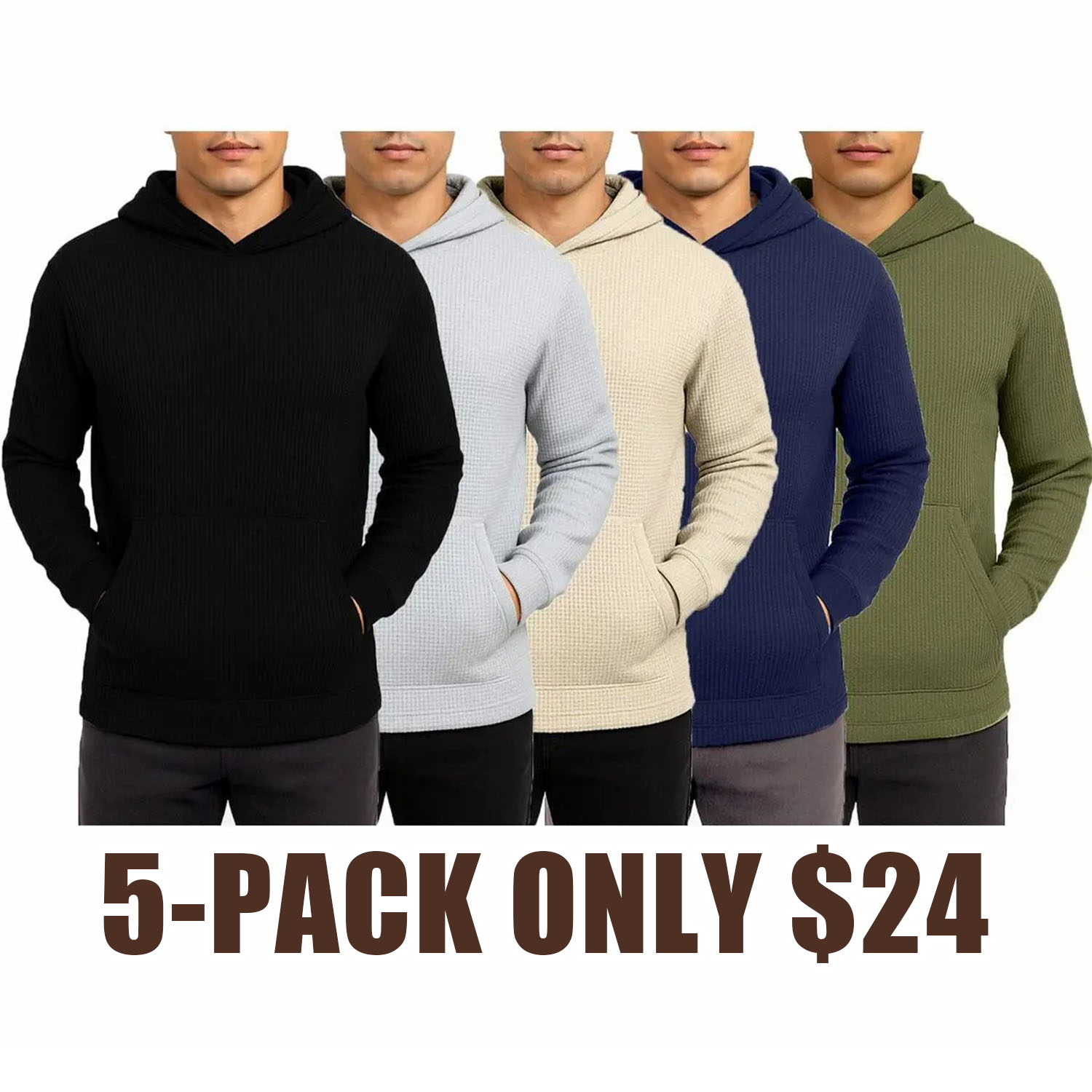 Men's Waffle Knit Thermal Hoodie