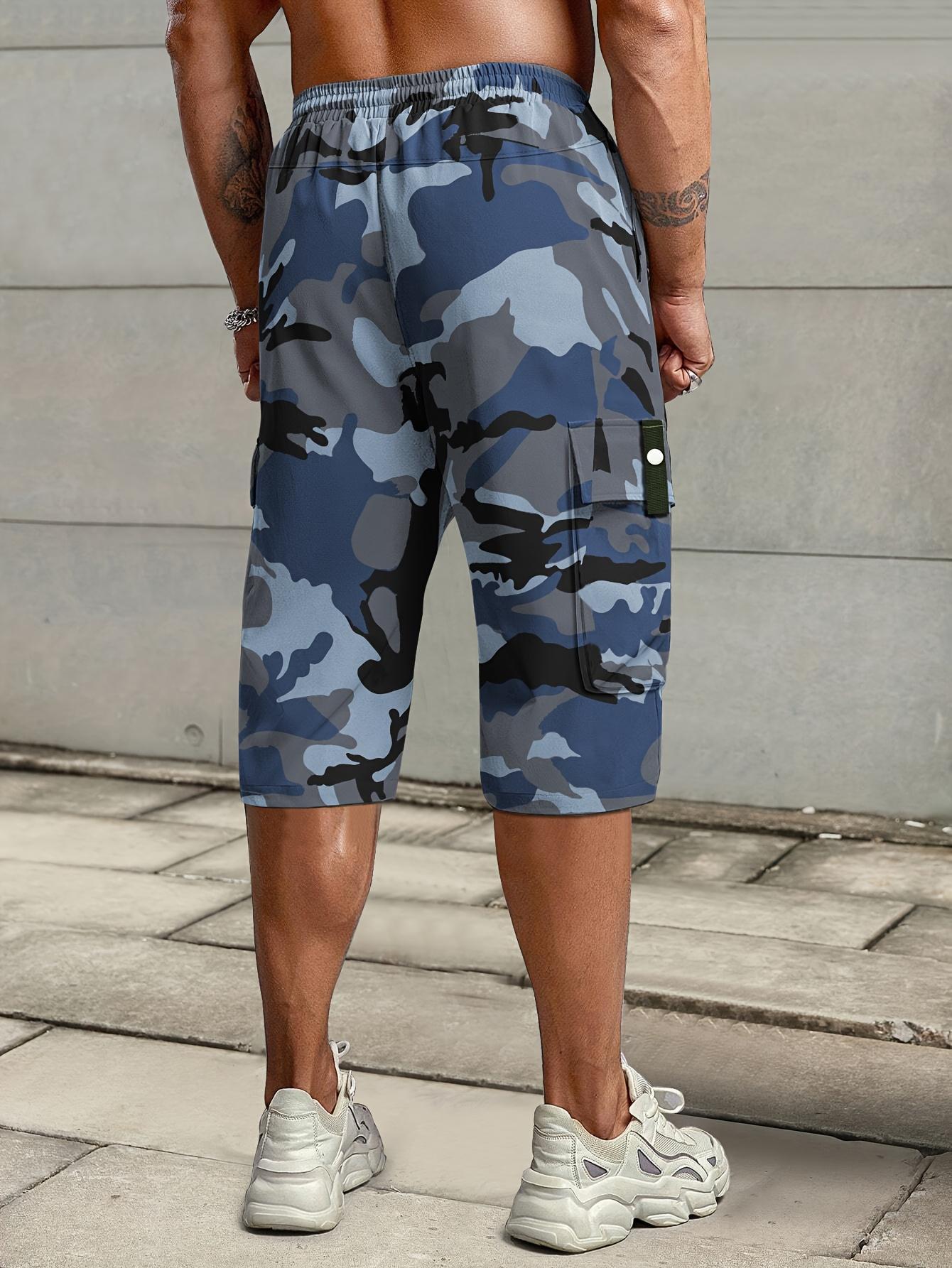 Men's Summer Casual Cargo Shorts - Elastic Drawstring Waist, Multiple Pockets & Letter Patch Design, Regular Fit Mid-Rise Non-Stretch Fabric for Daily Wear & Leisure Activities, Nontransparent Fabric SpringStatements