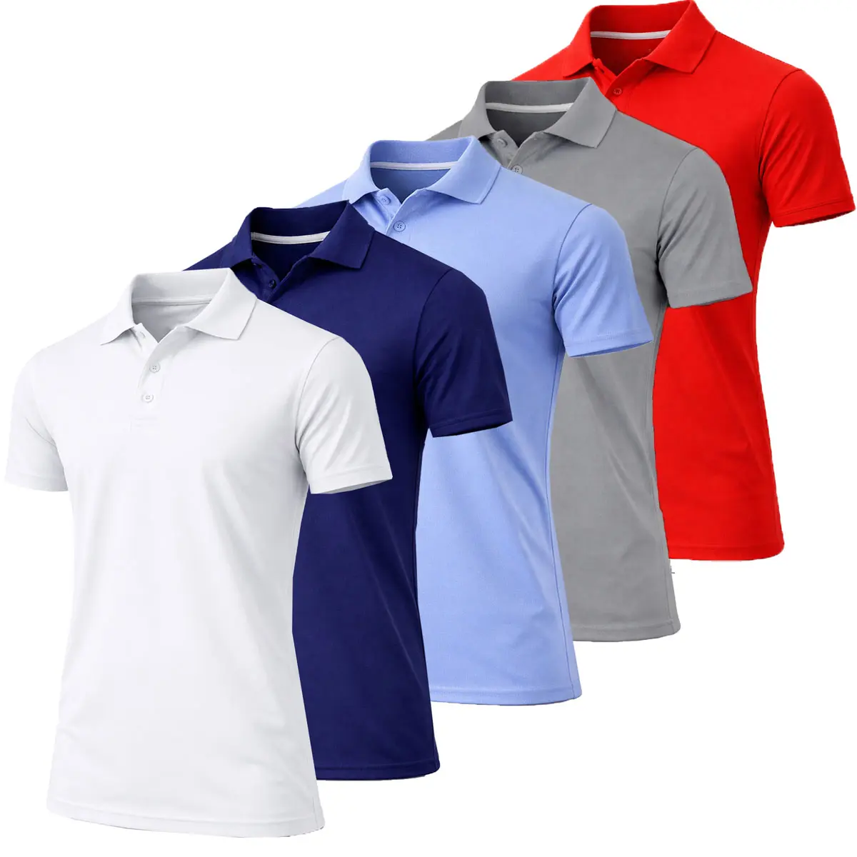 Men's Dry Fit Moisture-Wicking Polo Shirt 5-Pack