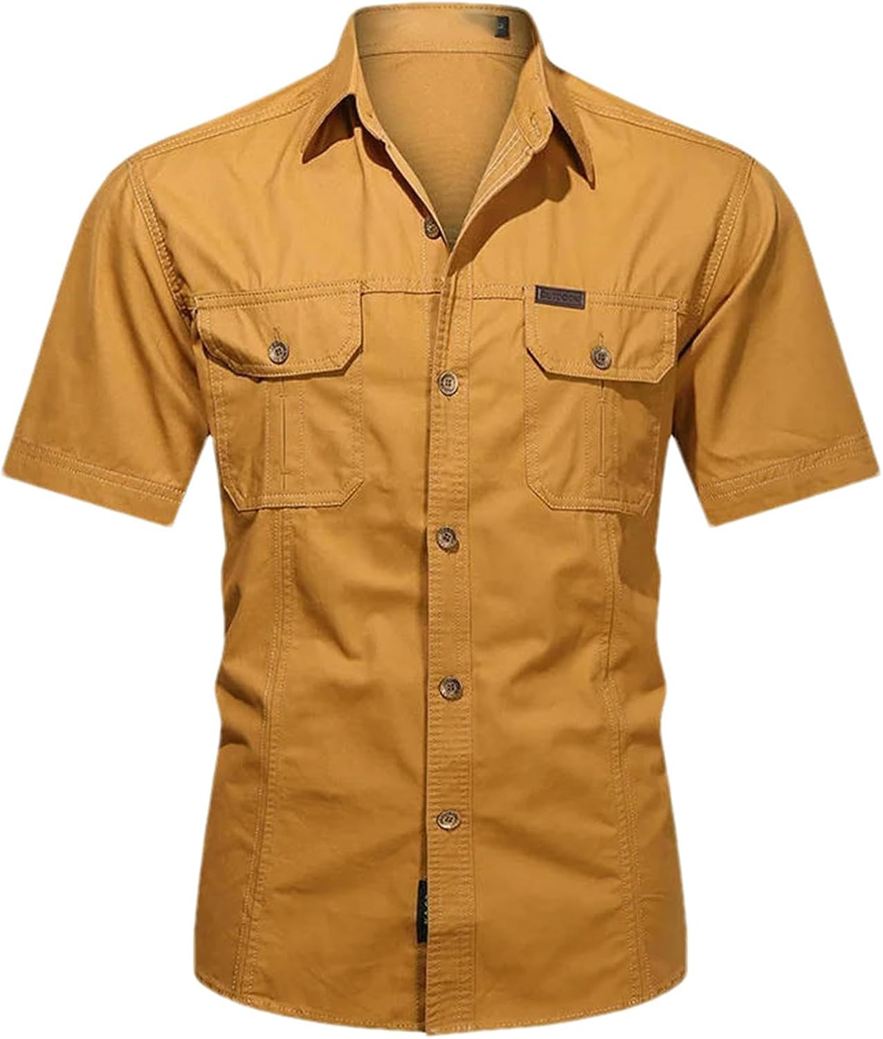 Summer Men's Thin Short Sleeved Shirts Work Clothes Multi Bag Half Sleeved Tops Cotton Washed Shirts