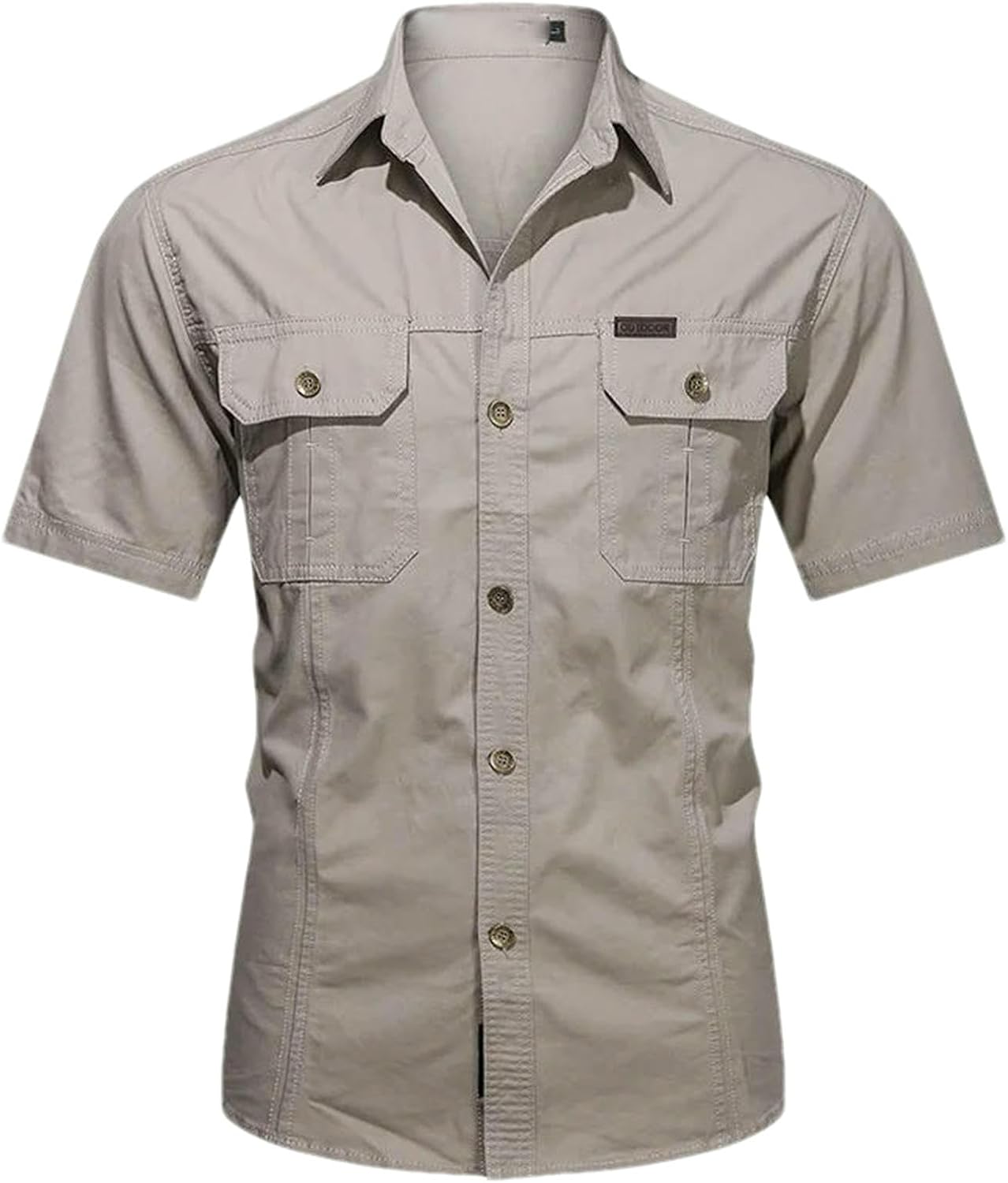 Summer Men's Thin Short Sleeved Shirts Work Clothes Multi Bag Half Sleeved Tops Cotton Washed Shirts