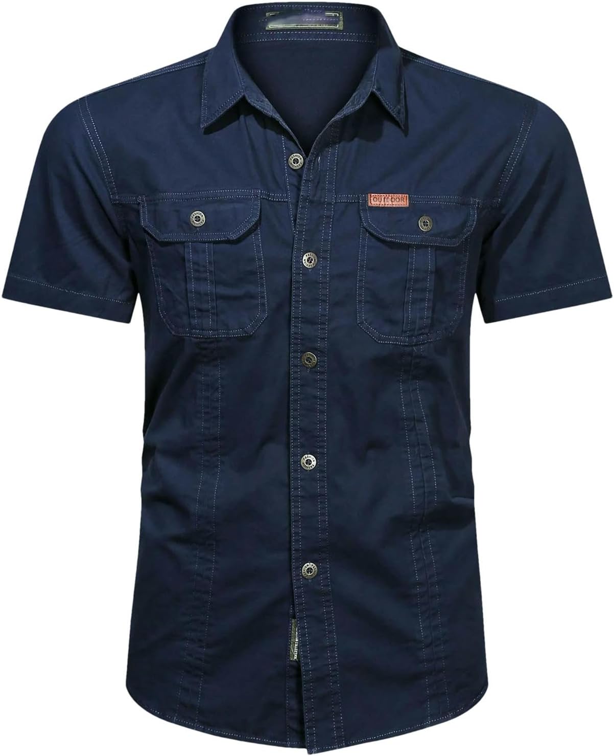Summer Men's Thin Short Sleeved Shirts Work Clothes Multi Bag Half Sleeved Tops Cotton Washed Shirts