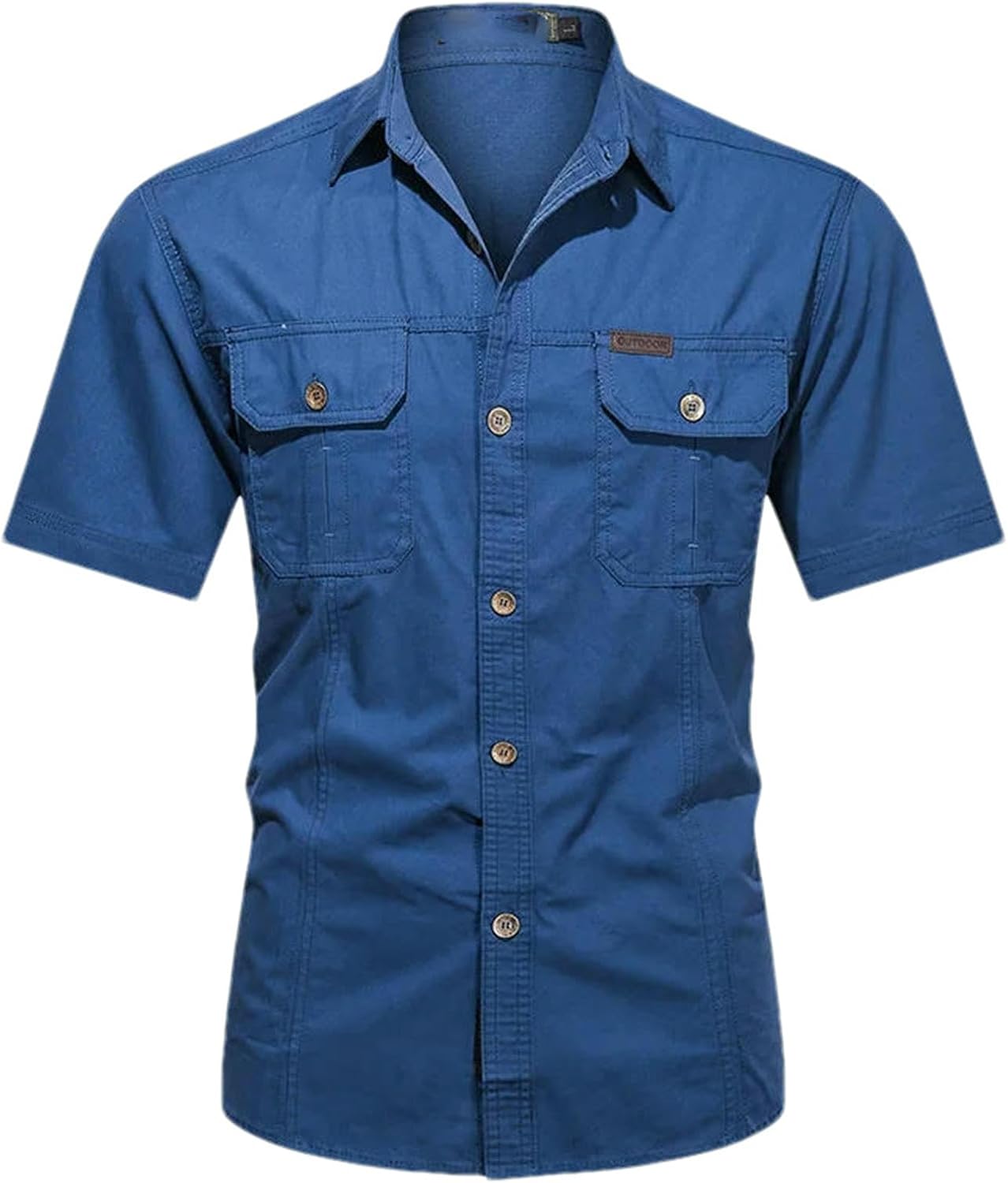 Summer Men's Thin Short Sleeved Shirts Work Clothes Multi Bag Half Sleeved Tops Cotton Washed Shirts