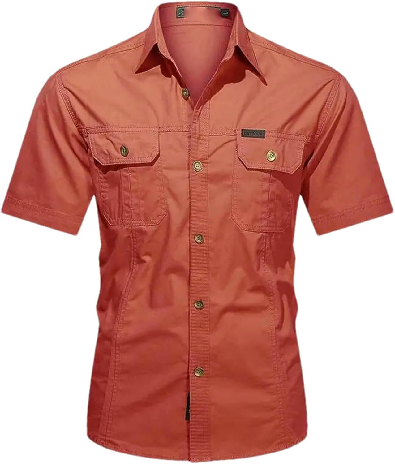Summer Men's Thin Short Sleeved Shirts Work Clothes Multi Bag Half Sleeved Tops Cotton Washed Shirts
