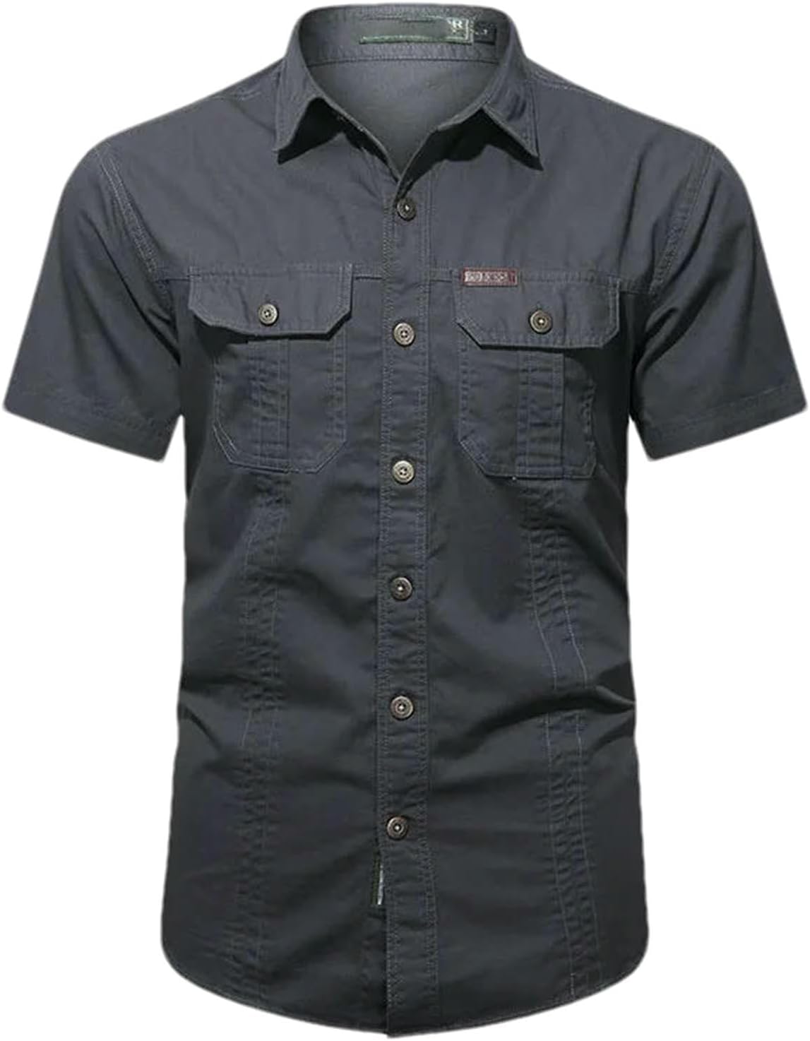 Summer Men's Thin Short Sleeved Shirts Work Clothes Multi Bag Half Sleeved Tops Cotton Washed Shirts