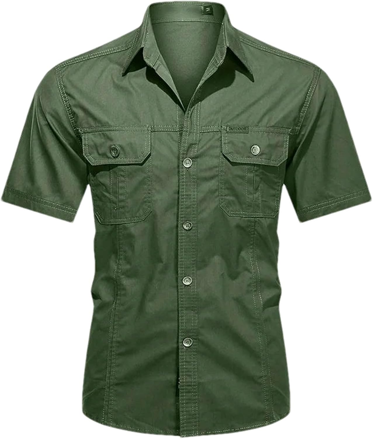 Summer Men's Thin Short Sleeved Shirts Work Clothes Multi Bag Half Sleeved Tops Cotton Washed Shirts