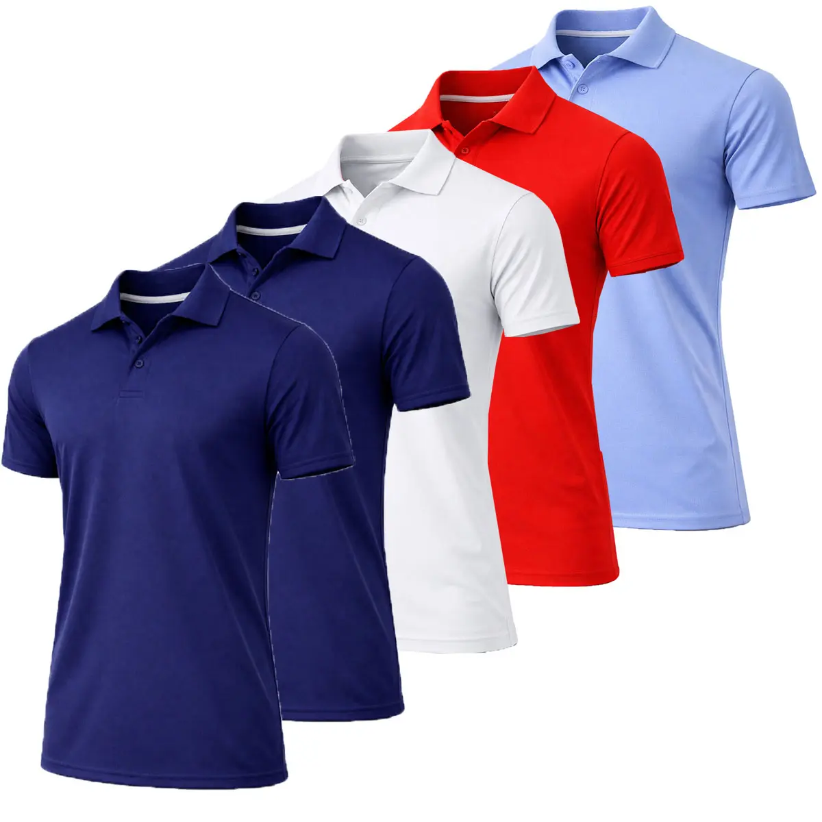 Men's Dry Fit Moisture-Wicking Polo Shirt 5-Pack