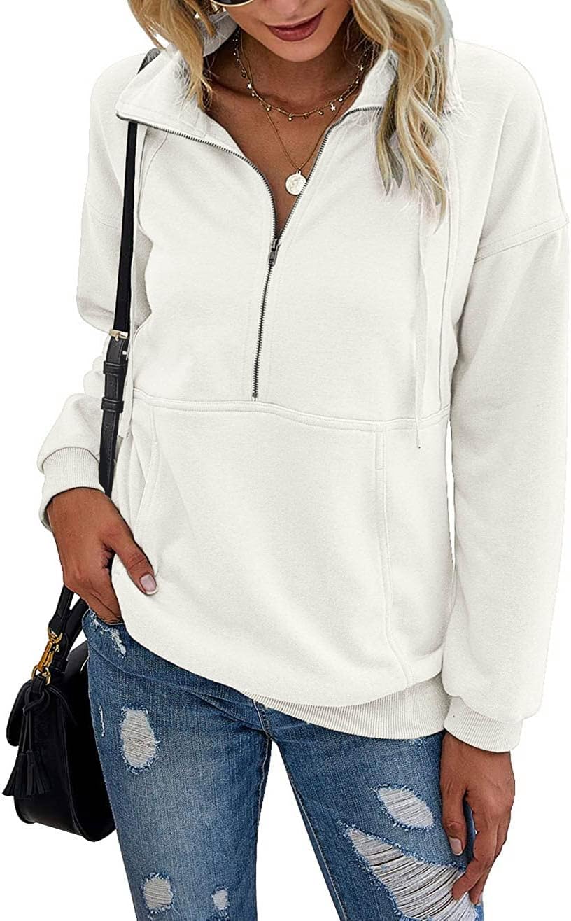 Women's Casual Long Sleeve Sweatshirt Half Zip Pullover Tops