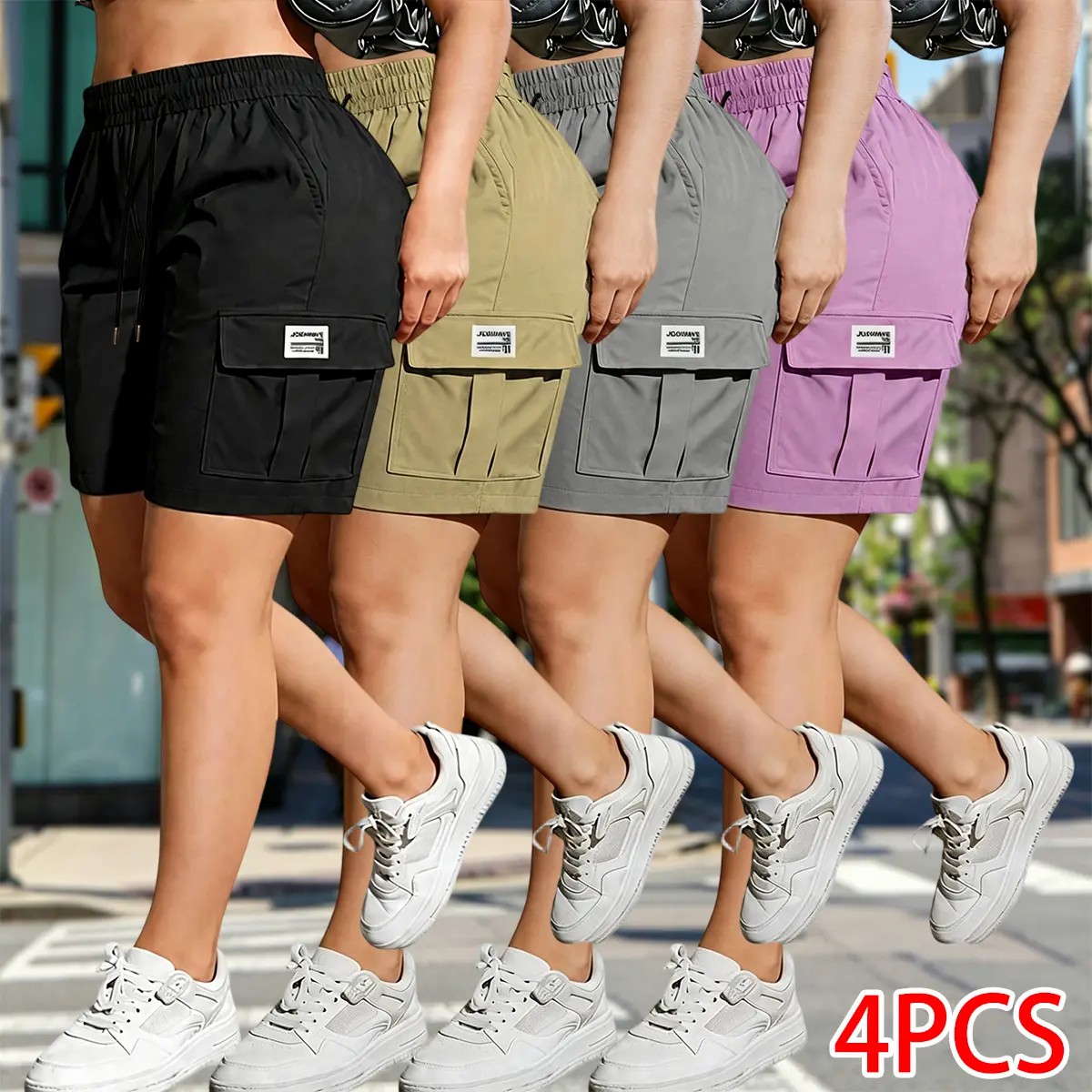 [Copy]4-Pack Women's Quick-Dry Cargo Shorts | Lightweight, Stretch & Multi-Pocket