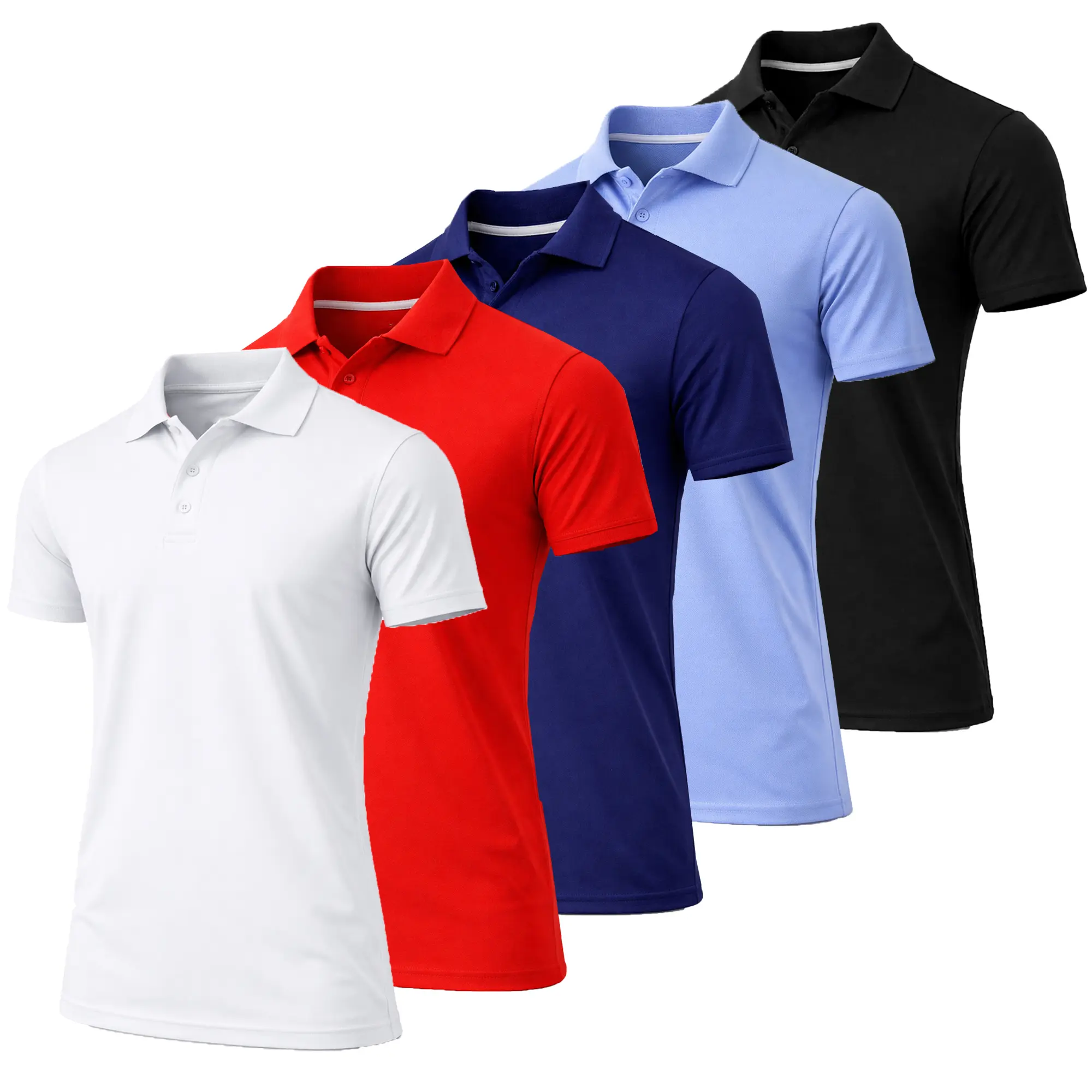 Men's Dry Fit Moisture-Wicking Polo Shirt 5-Pack
