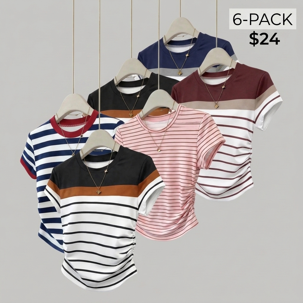 3-Pack Women's Floral Pleated Slim Fit T-Shirts – Cute Summer Casual Tops